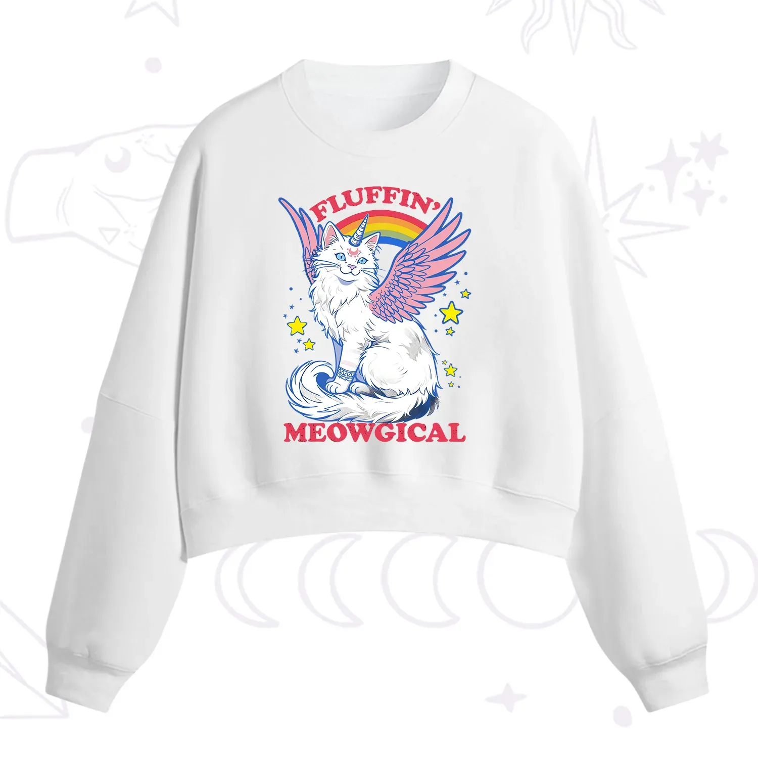 Purplehecate Fluffin Meowgical Fleece Cropped Sweatshirt