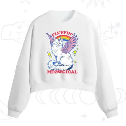 Purplehecate Fluffin Meowgical Fleece Cropped Sweatshirt