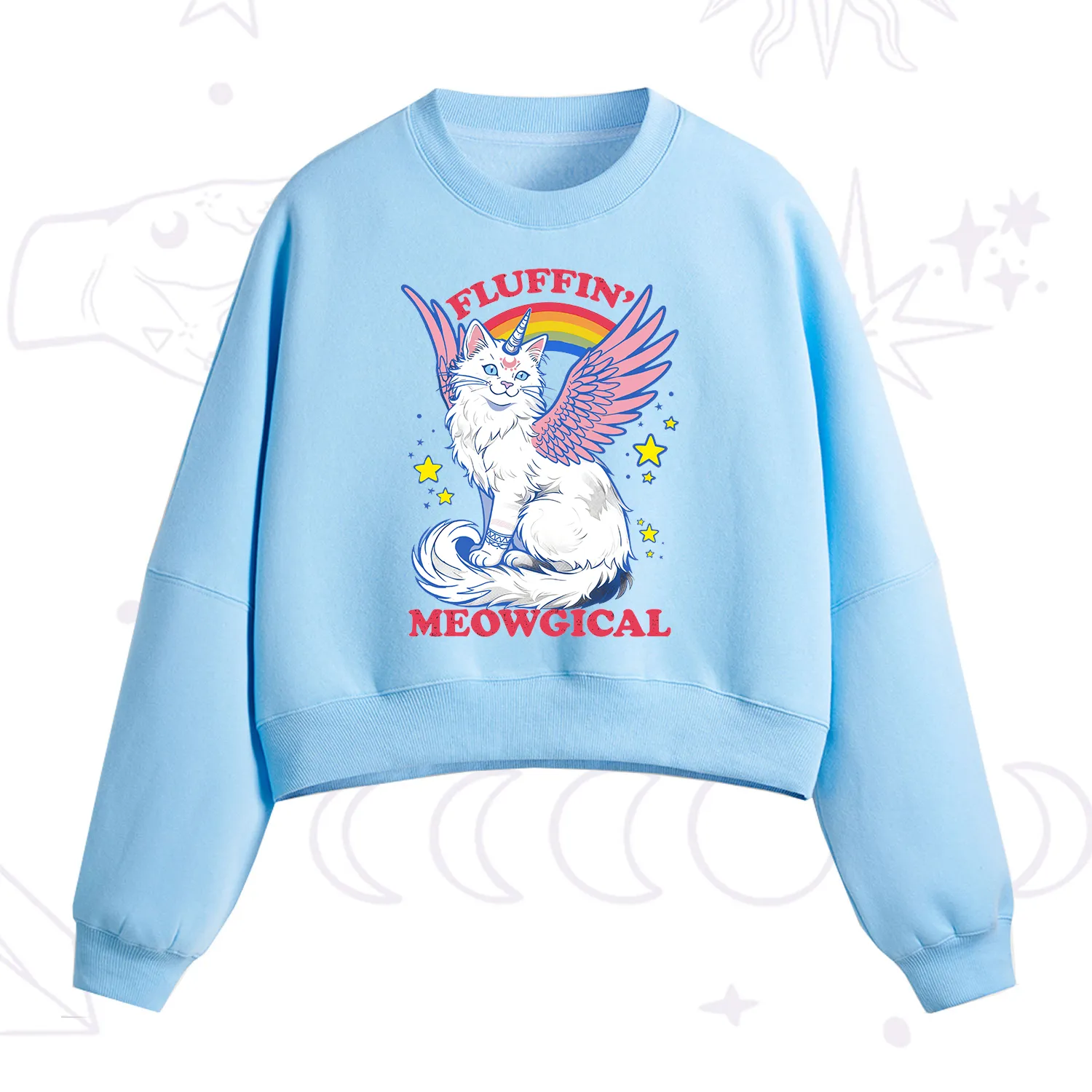 Purplehecate Fluffin Meowgical Fleece Cropped Sweatshirt