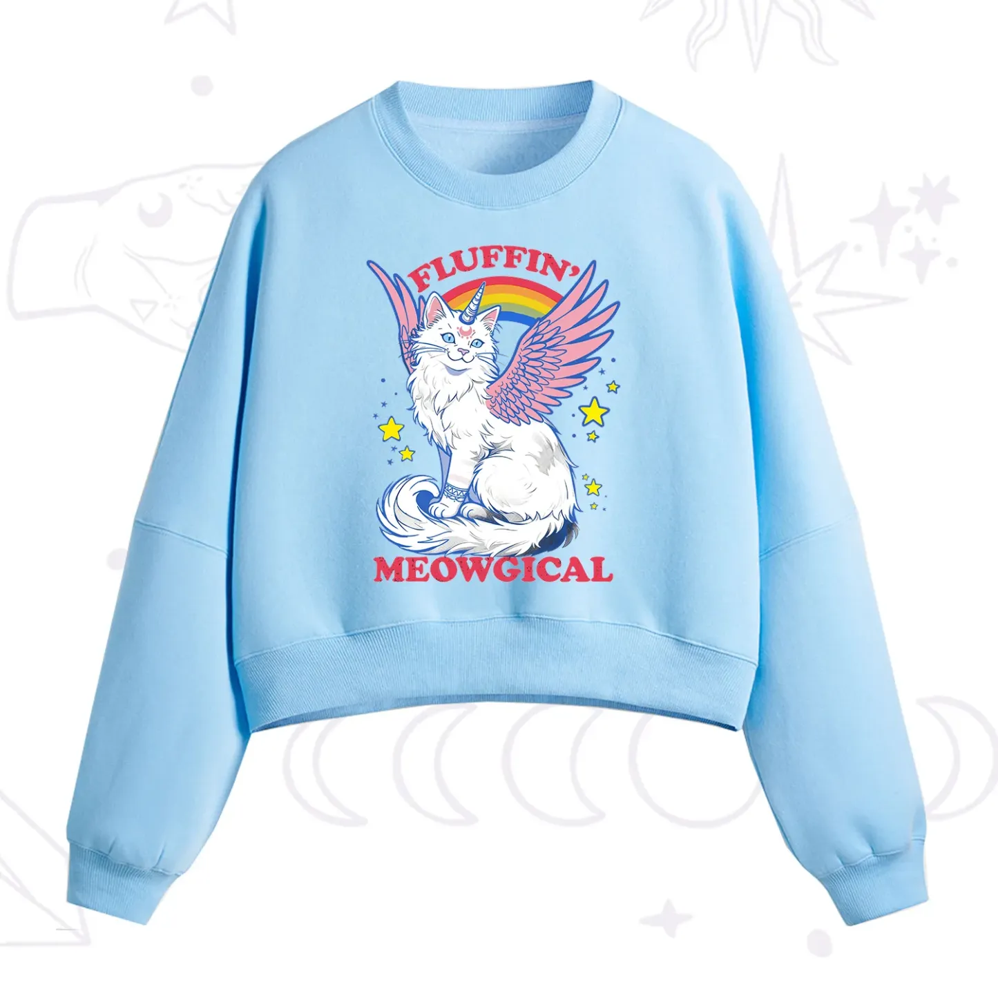 Purplehecate Fluffin Meowgical Fleece Cropped Sweatshirt