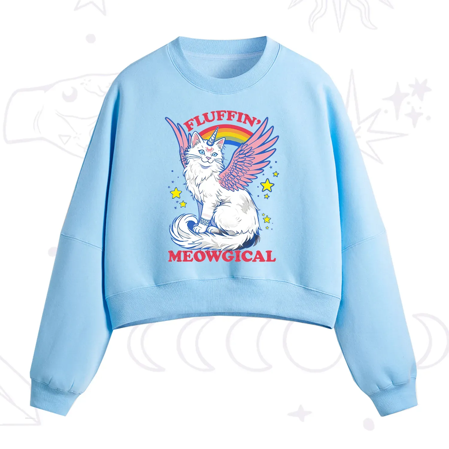 Purplehecate Fluffin Meowgical Fleece Cropped Sweatshirt