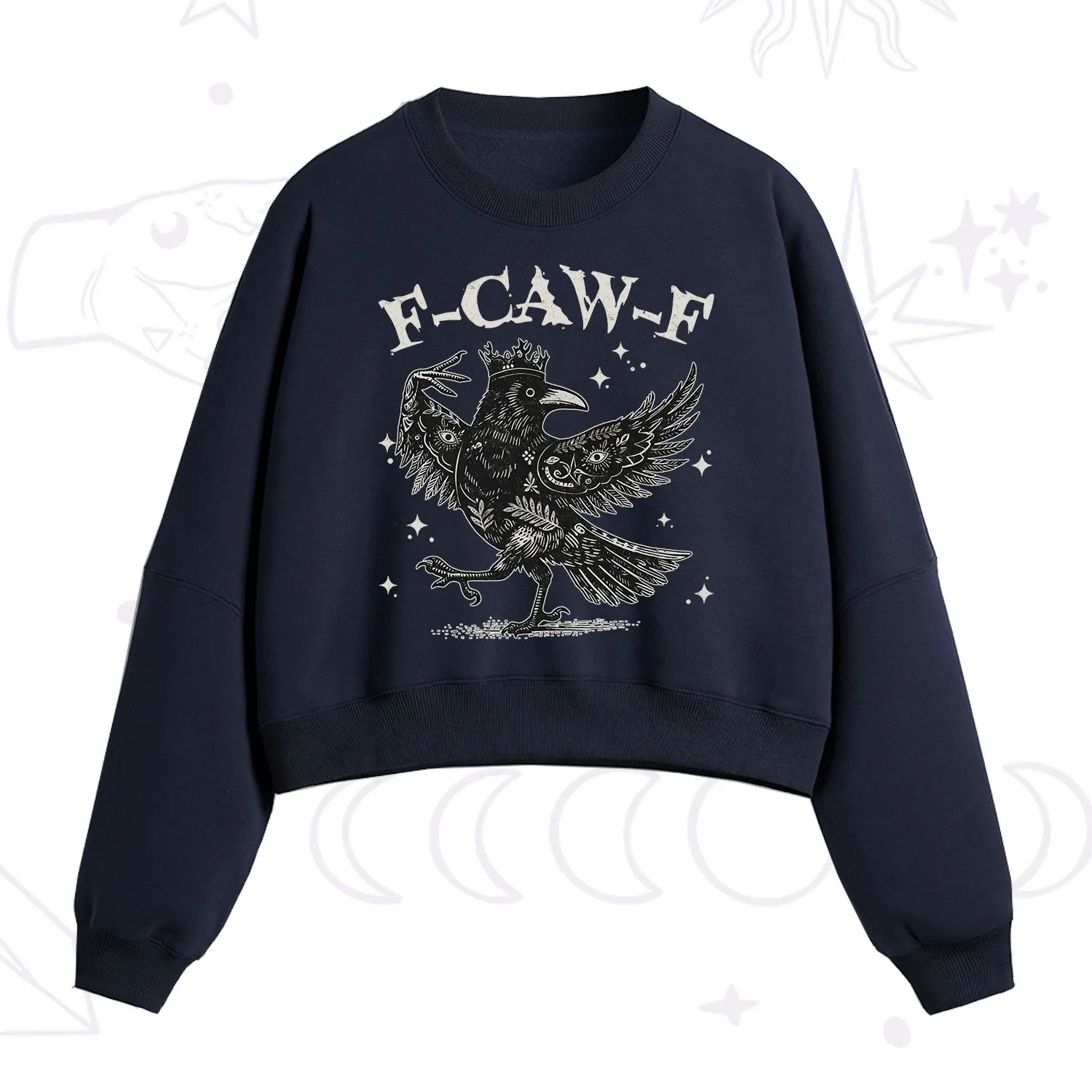 Purplehecate F-caw-f Funny Crow Fleece Cropped Sweatshirt