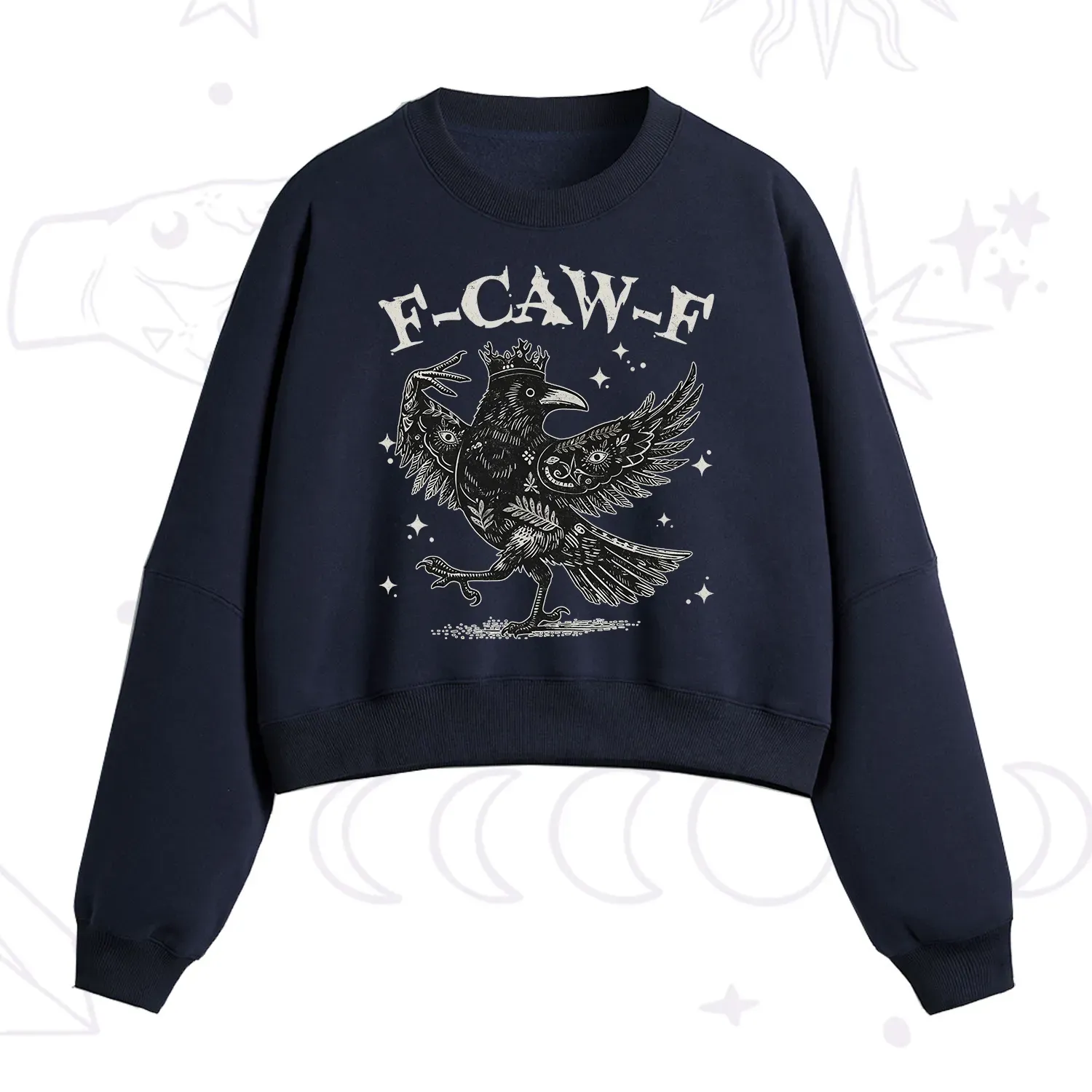 Purplehecate F-caw-f Funny Crow Fleece Cropped Sweatshirt