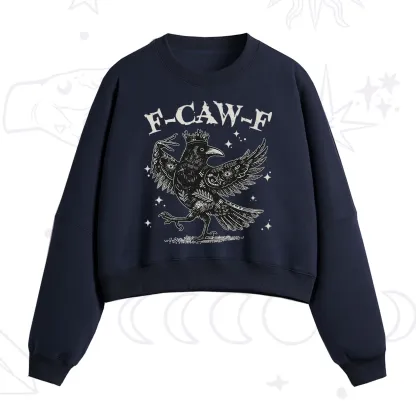 Purplehecate F-caw-f Funny Crow Fleece Cropped Sweatshirt