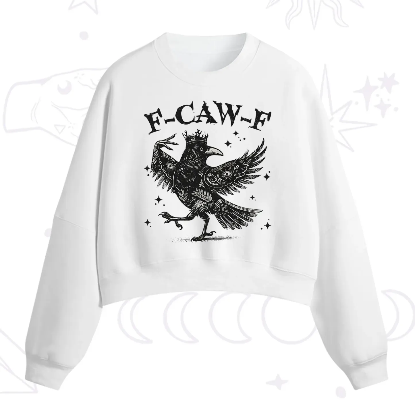 Purplehecate F-caw-f Funny Crow Fleece Cropped Sweatshirt