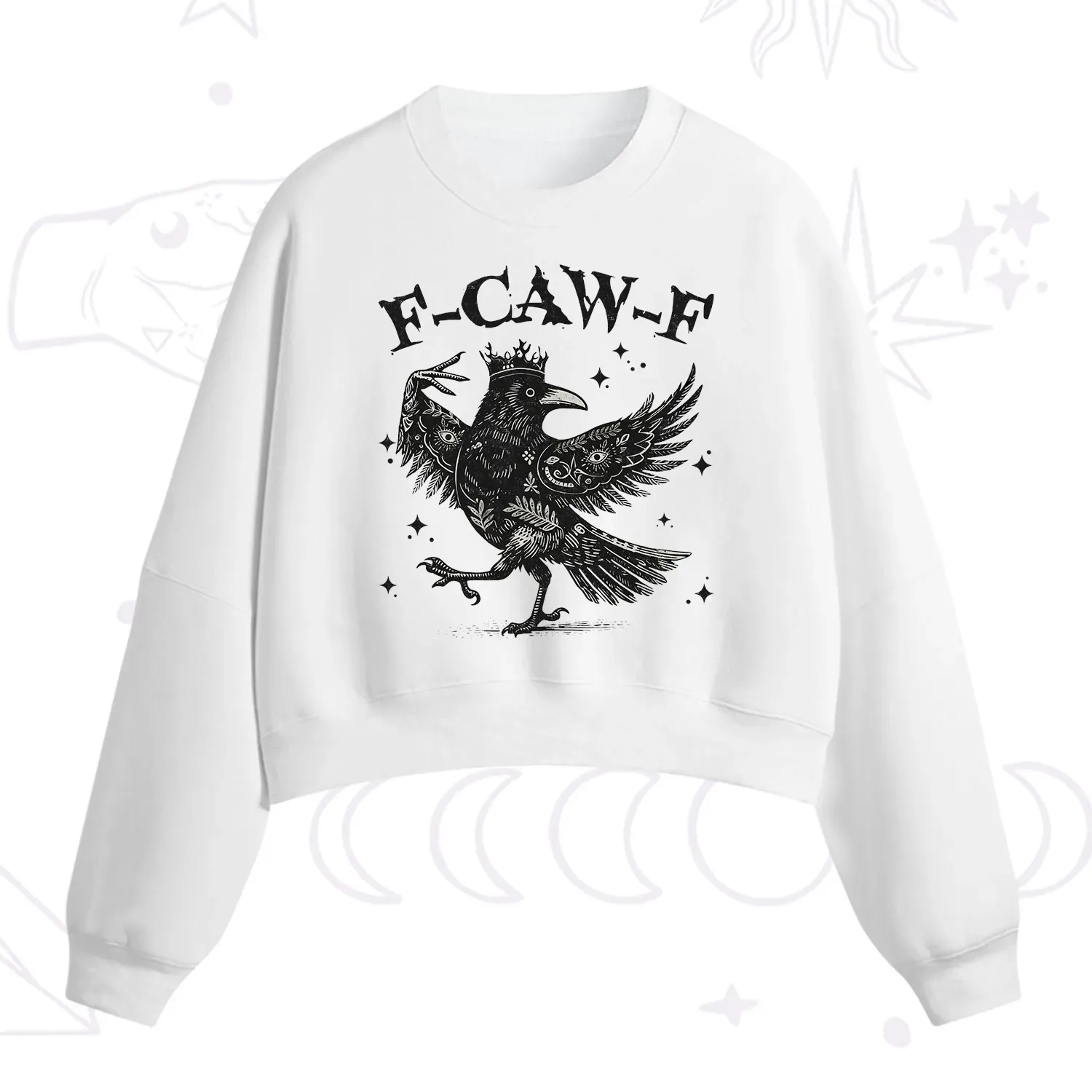 Purplehecate F-caw-f Funny Crow Fleece Cropped Sweatshirt