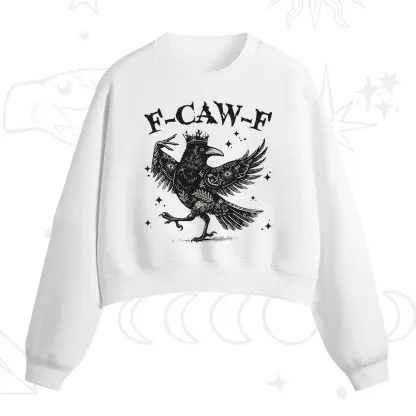Purplehecate F-caw-f Funny Crow Fleece Cropped Sweatshirt