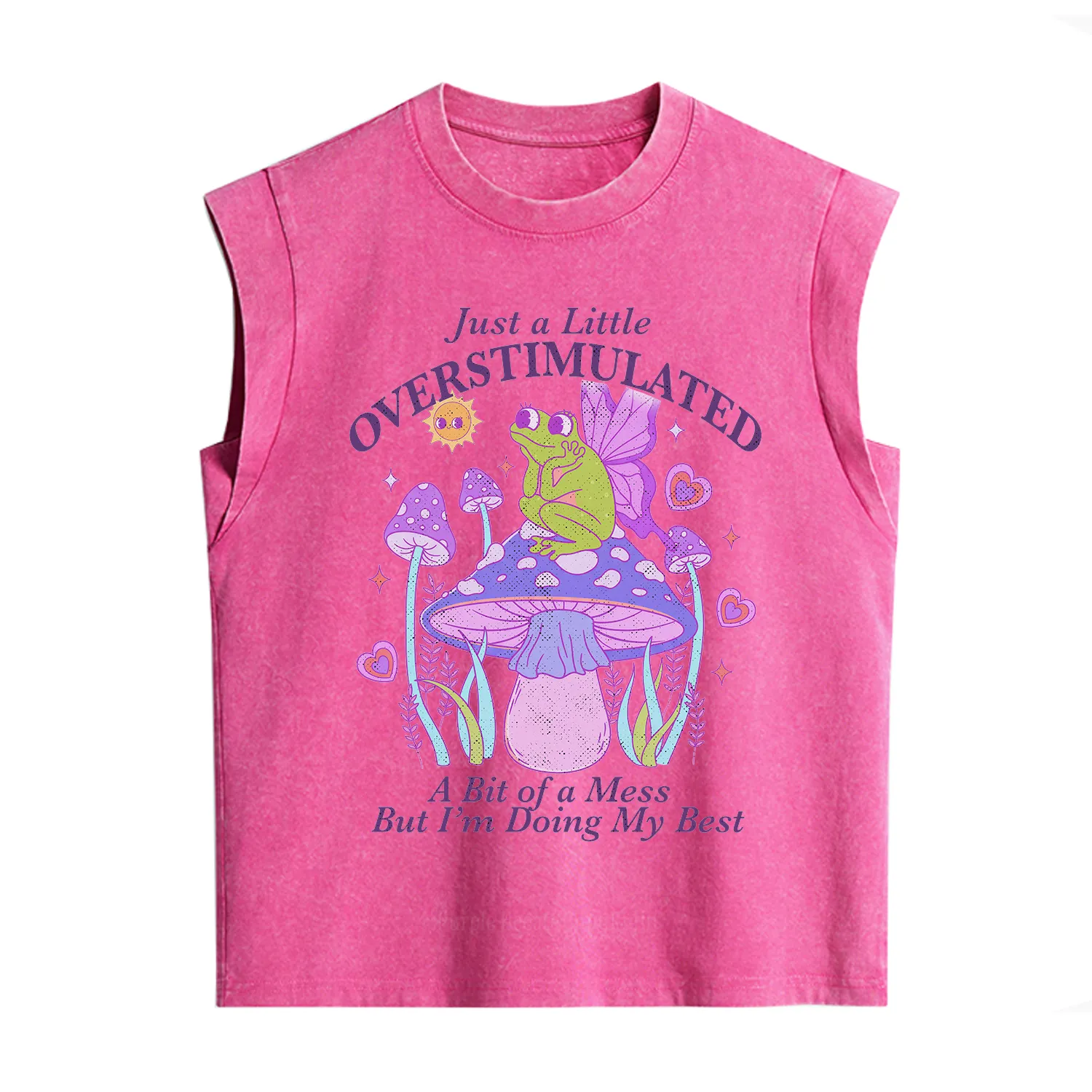 Purplehecate Just a Little Overstimulated Frog Vintage Washed Tank