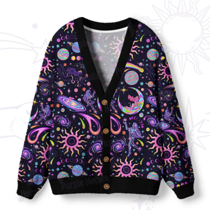 Purplehecate Celestial Magic Universe Ugly Cardigan Sweaters