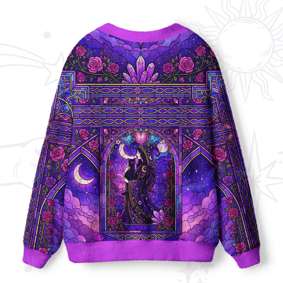 Purplehecate Moonlit Oracle Goddess Ugly Cardigan Sweaters