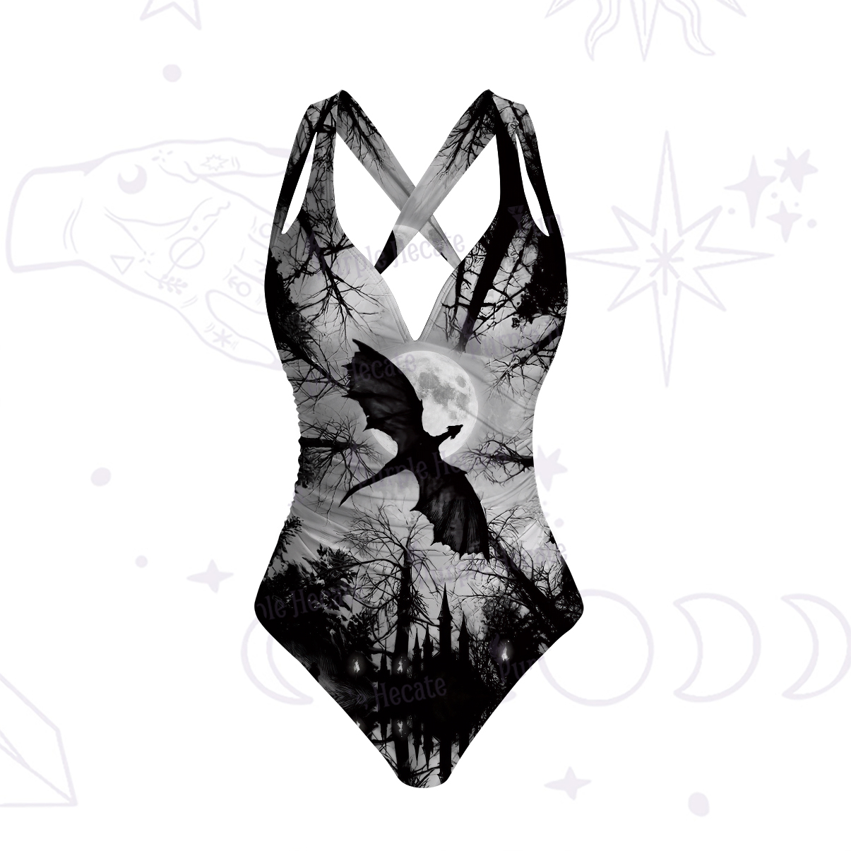Purplehecate Dark Fantasy Dragon One-Piece Swimsuit