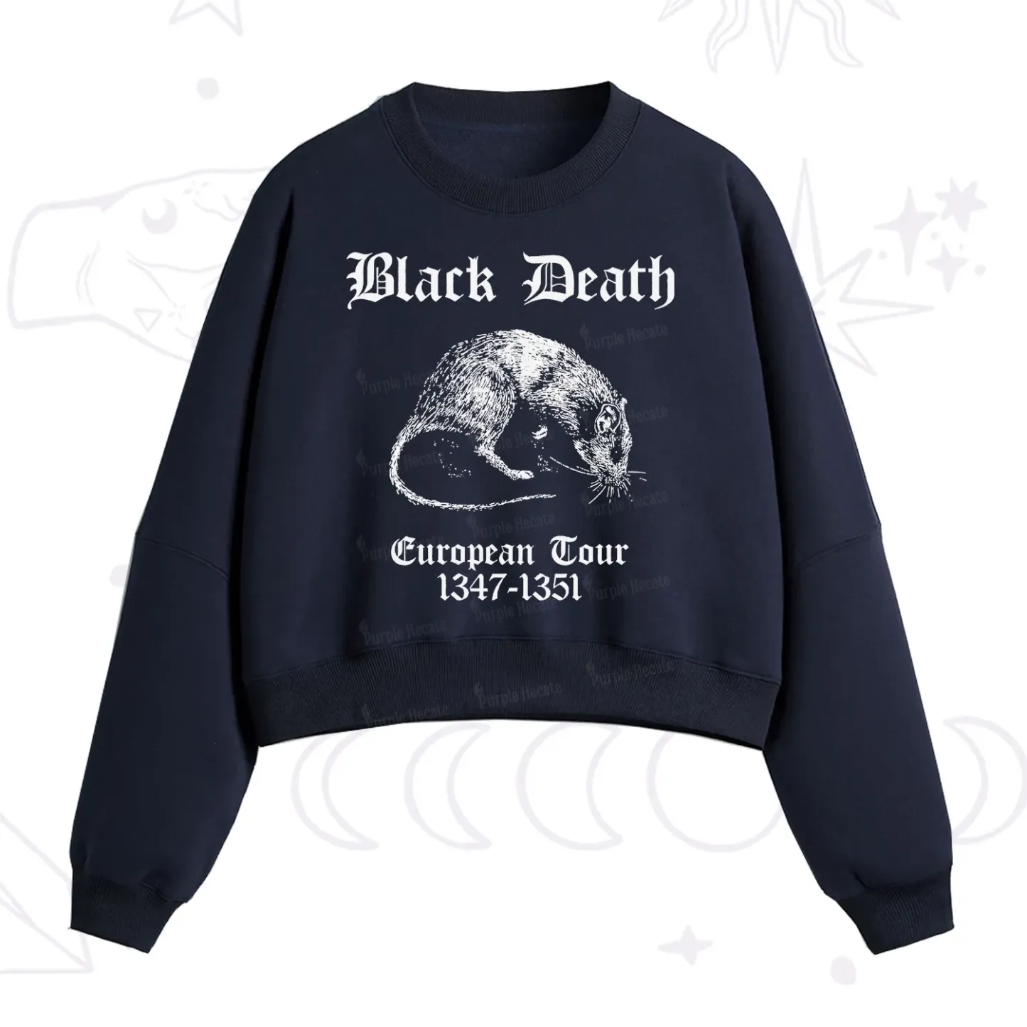 Purplehecate Black Death European Tour Fleece Cropped Sweatshirt