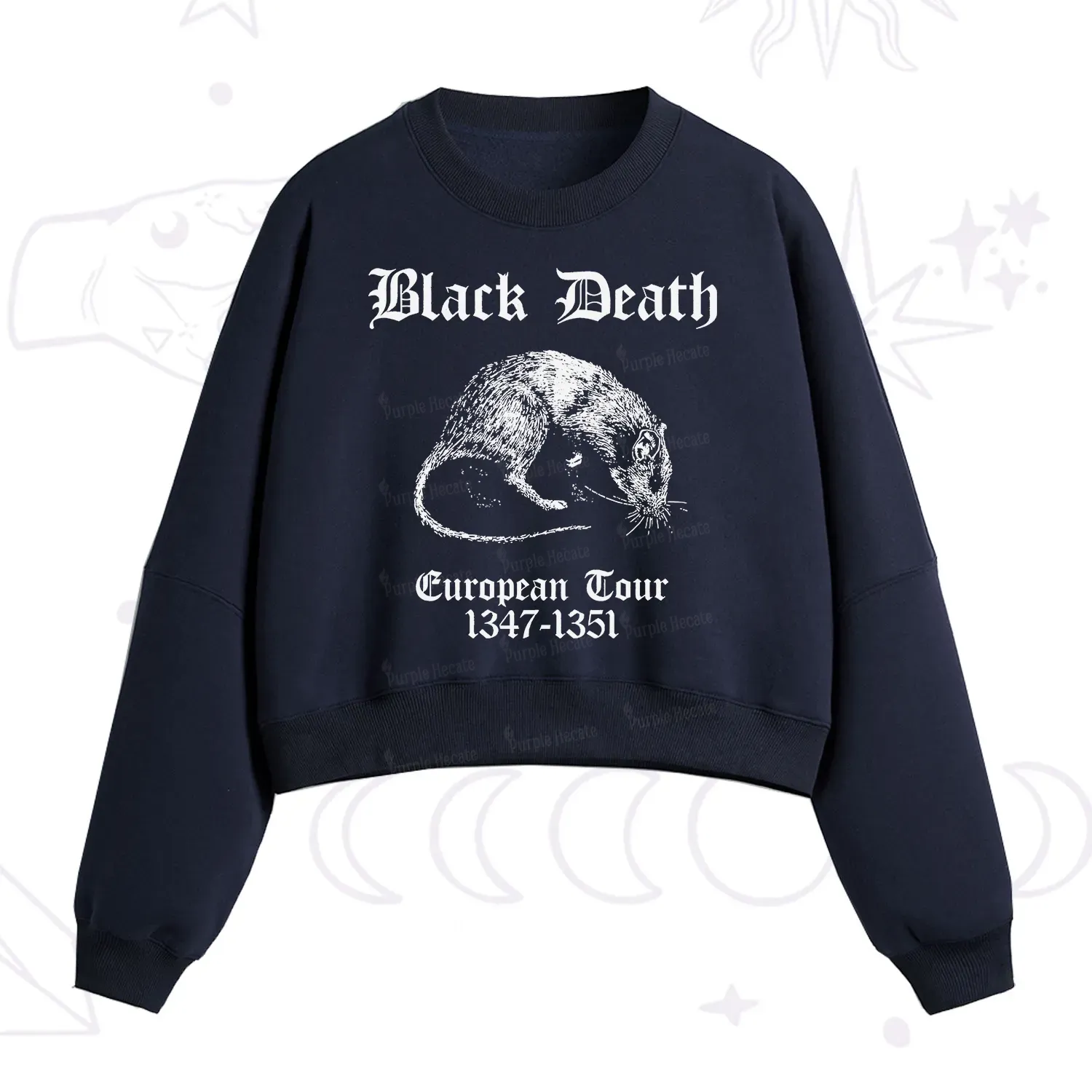 Purplehecate Black Death European Tour Fleece Cropped Sweatshirt