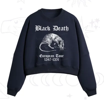 Purplehecate Black Death European Tour Fleece Cropped Sweatshirt