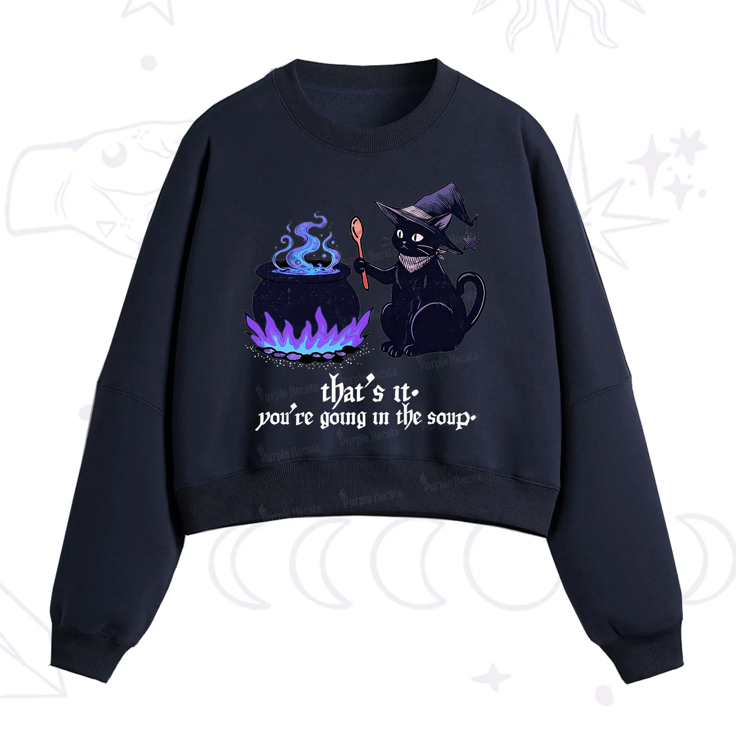 Purplehecate That's It You're Going In The Soup Fleece Cropped Sweatshirt