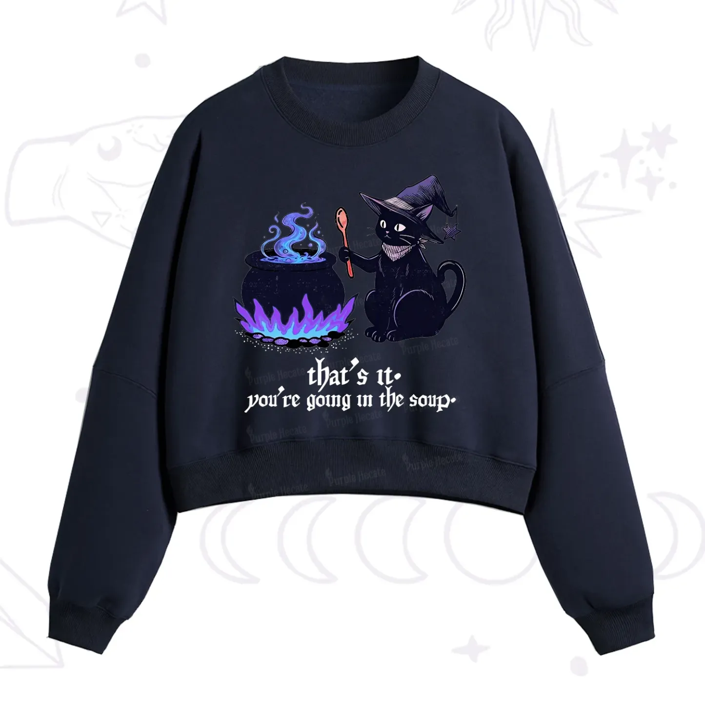 Purplehecate That's It You're Going In The Soup Fleece Cropped Sweatshirt