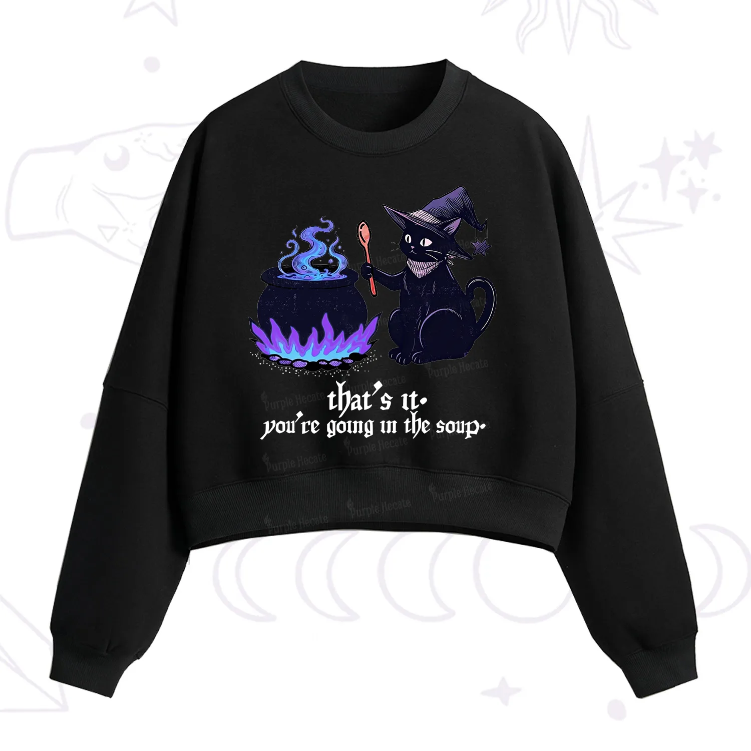 Purplehecate That's It You're Going In The Soup Fleece Cropped Sweatshirt