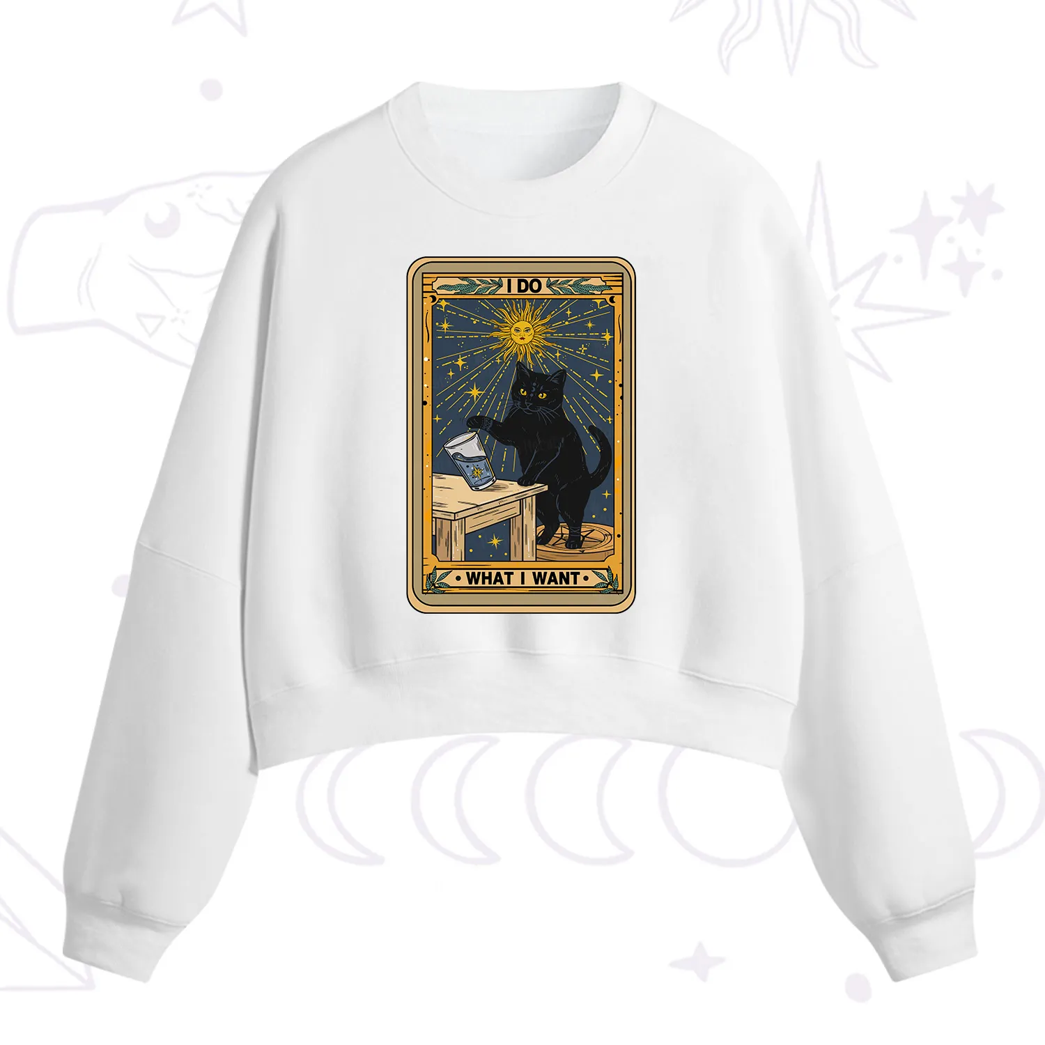 Purplehecate I Do What I Want Cats Fleece Cropped Sweatshirt