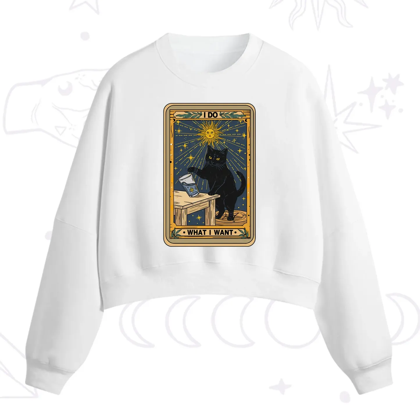 Purplehecate I Do What I Want Cats Fleece Cropped Sweatshirt