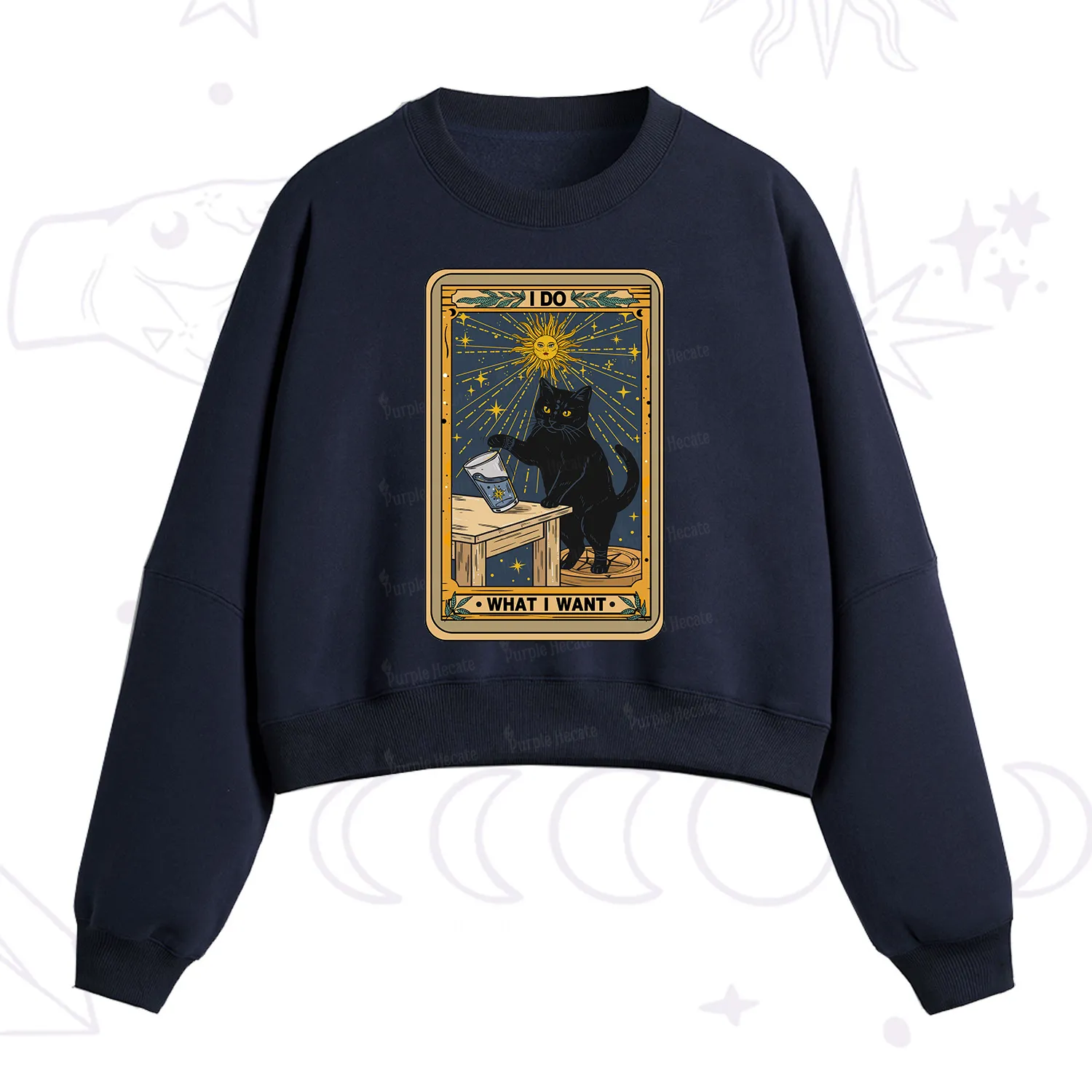 Purplehecate I Do What I Want Cats Fleece Cropped Sweatshirt