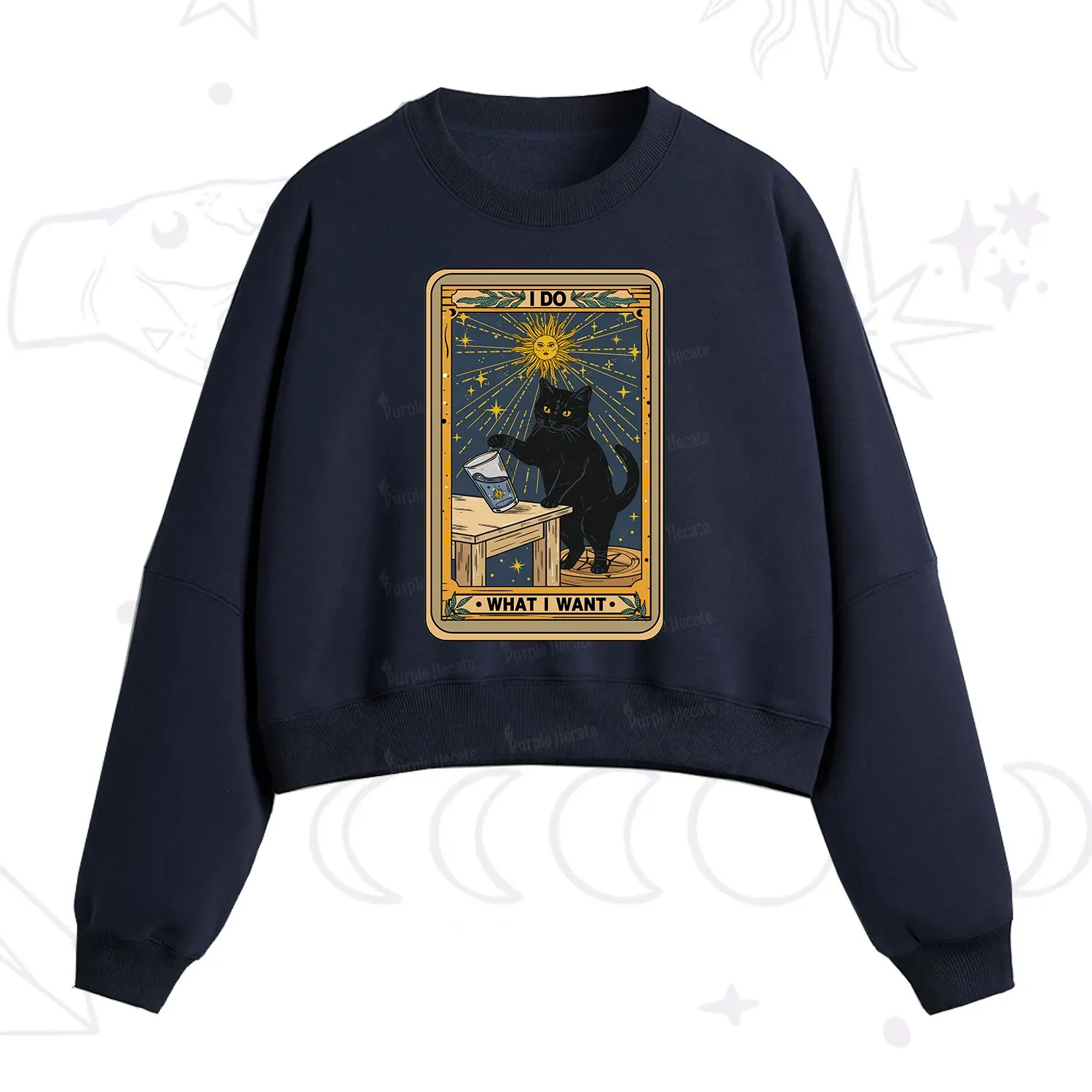 Purplehecate I Do What I Want Cats Fleece Cropped Sweatshirt