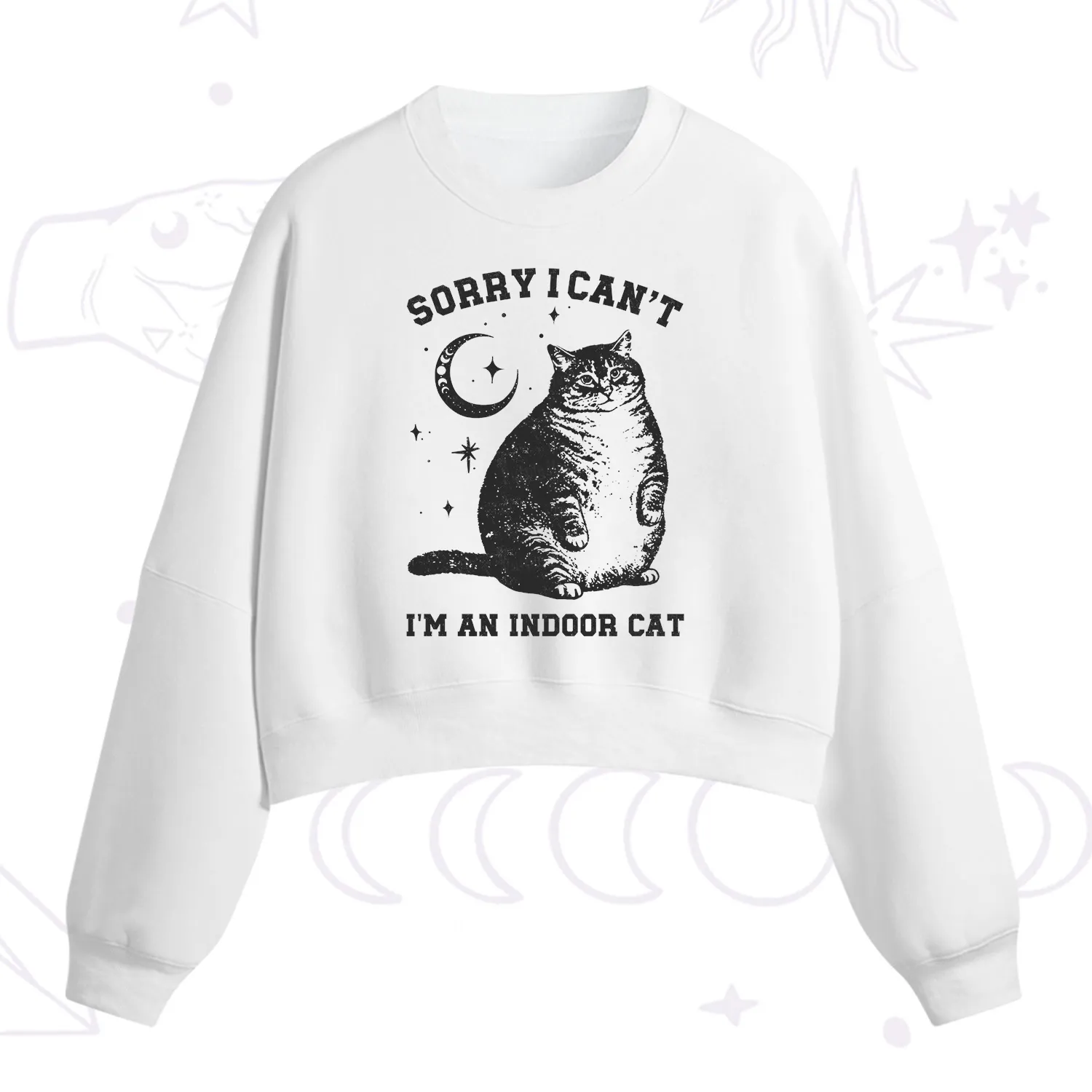 Purplehecate Sorry I Can't Go I'm an Indoor Cat Fleece Cropped Sweatshirt