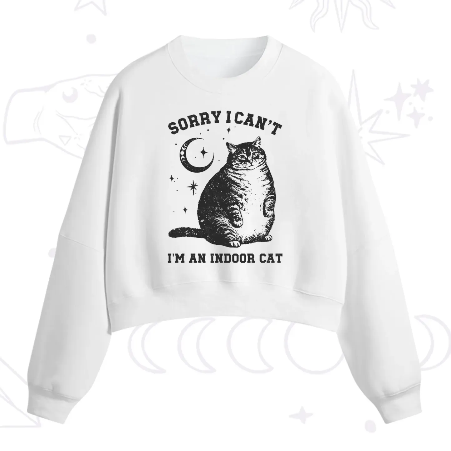Purplehecate Sorry I Can't Go I'm an Indoor Cat Fleece Cropped Sweatshirt