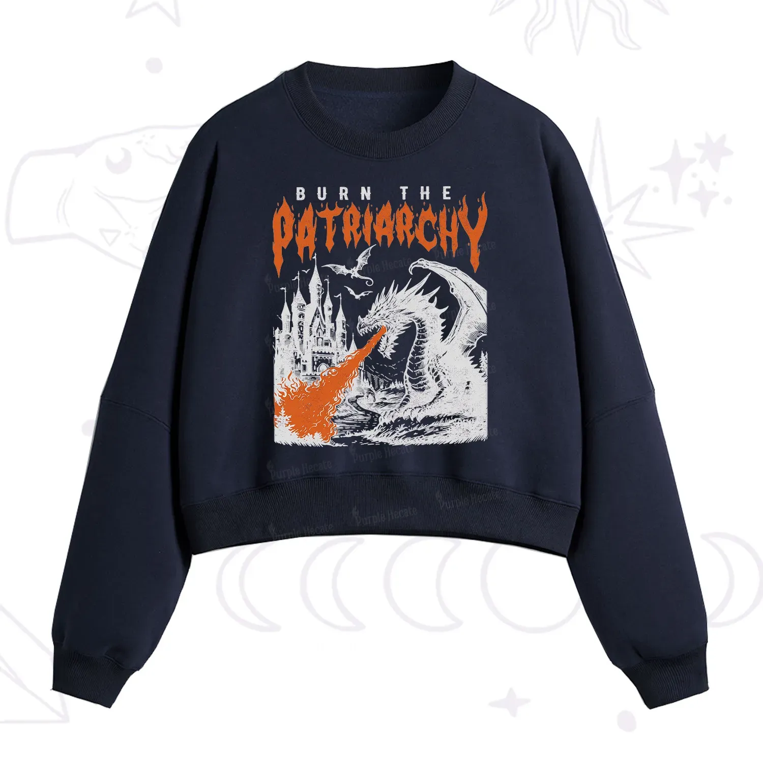 Purplehecate Burn the Patriarchy Dragon Fleece Cropped Sweatshirt