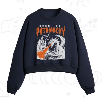 Purplehecate Burn the Patriarchy Dragon Fleece Cropped Sweatshirt
