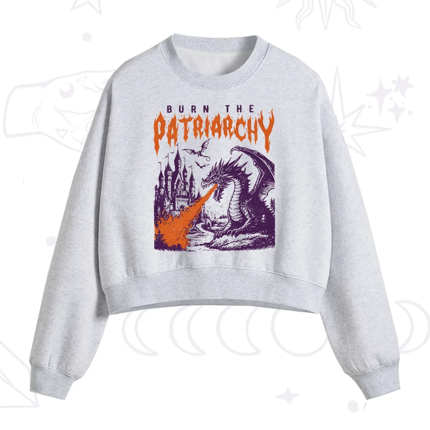 Purplehecate Burn the Patriarchy Dragon Fleece Cropped Sweatshirt
