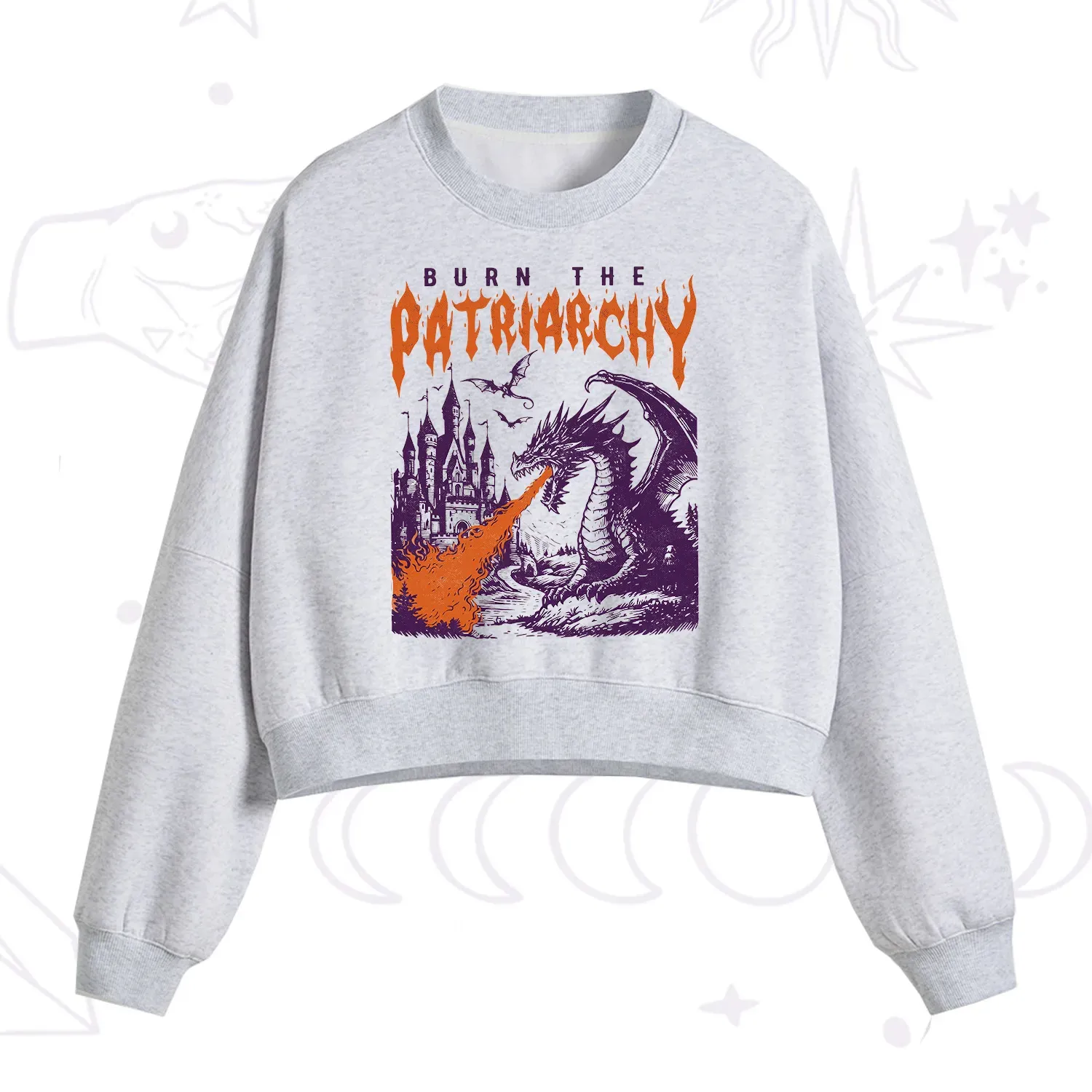 Purplehecate Burn the Patriarchy Dragon Fleece Cropped Sweatshirt