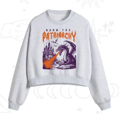 Purplehecate Burn the Patriarchy Dragon Fleece Cropped Sweatshirt