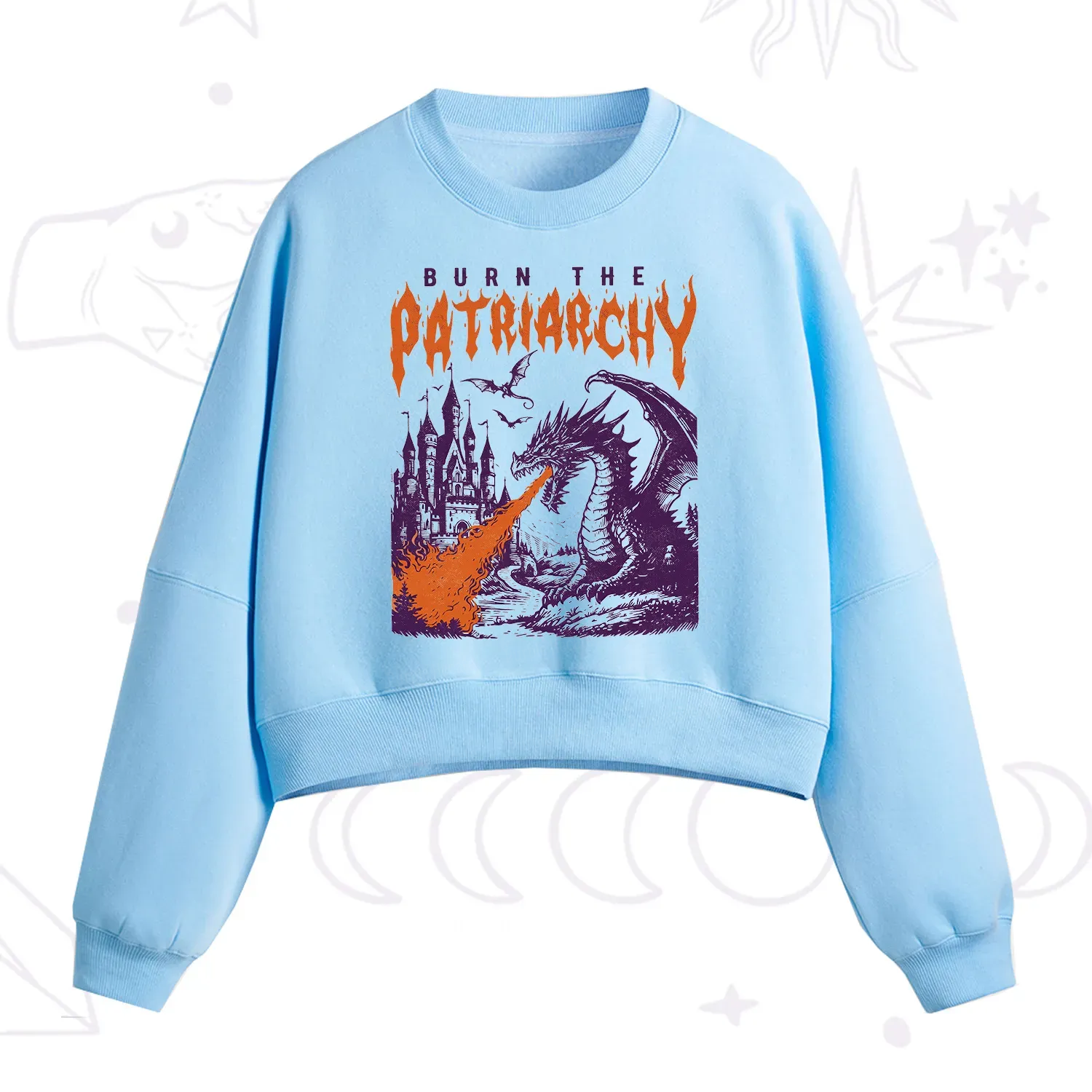 Purplehecate Burn the Patriarchy Dragon Fleece Cropped Sweatshirt