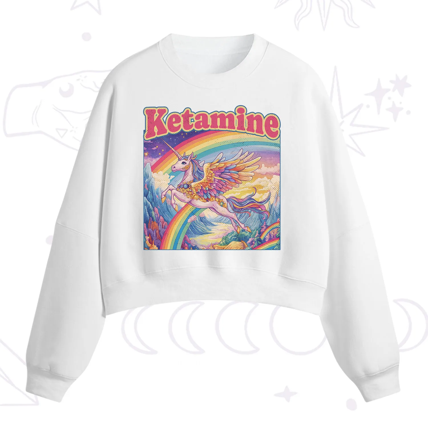 Purplehecate Ketamine Rainbow Unicorn Fleece Cropped Sweatshirt
