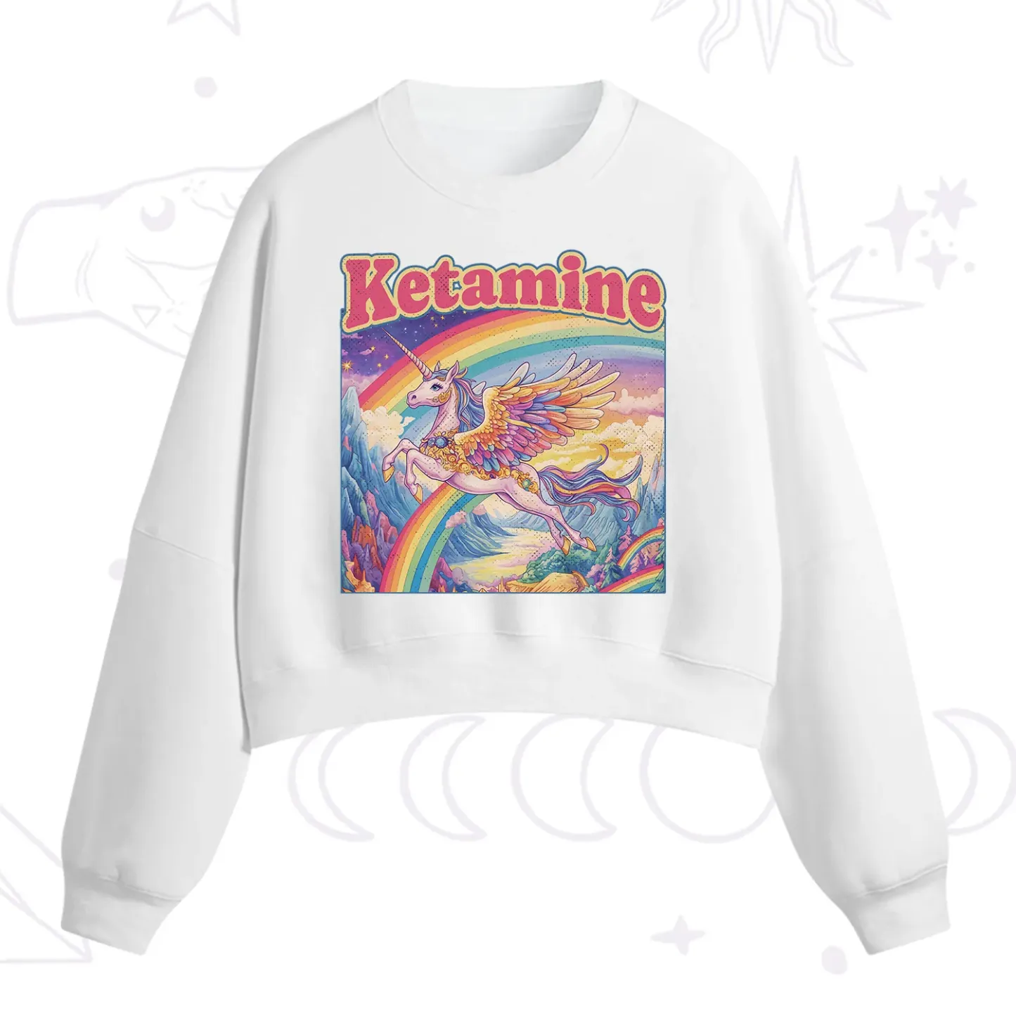 Purplehecate Ketamine Rainbow Unicorn Fleece Cropped Sweatshirt