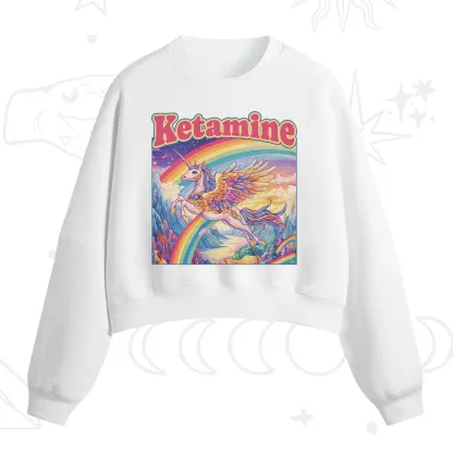 Purplehecate Ketamine Rainbow Unicorn Fleece Cropped Sweatshirt