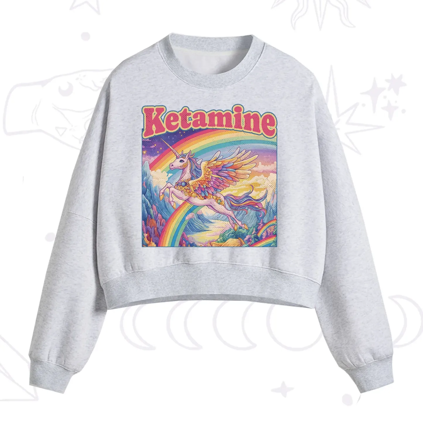 Purplehecate Ketamine Rainbow Unicorn Fleece Cropped Sweatshirt