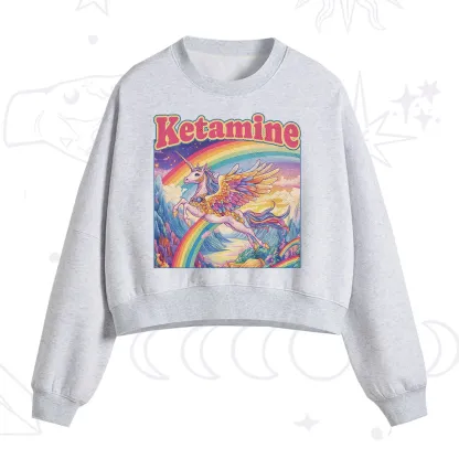 Purplehecate Ketamine Rainbow Unicorn Fleece Cropped Sweatshirt