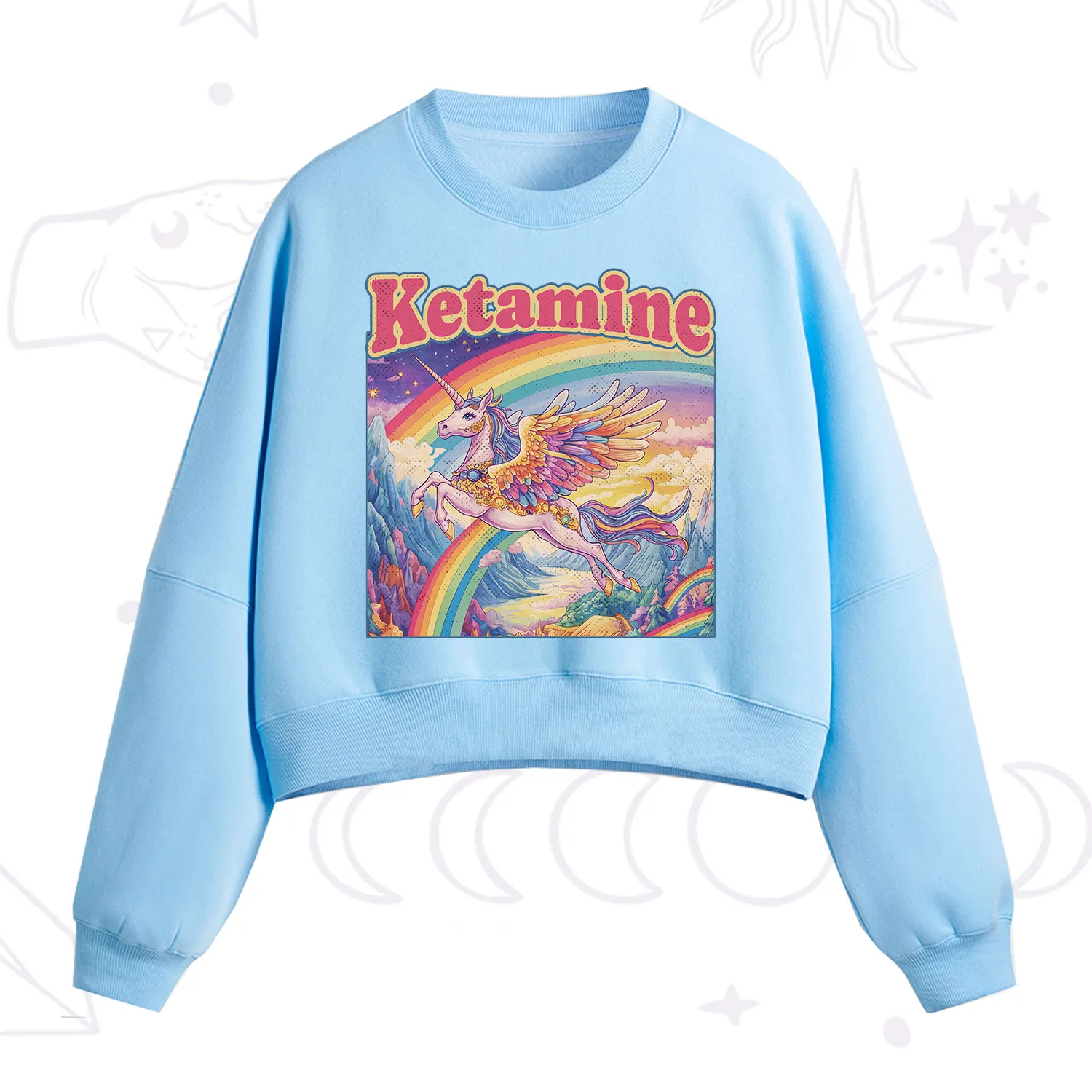 Purplehecate Ketamine Rainbow Unicorn Fleece Cropped Sweatshirt