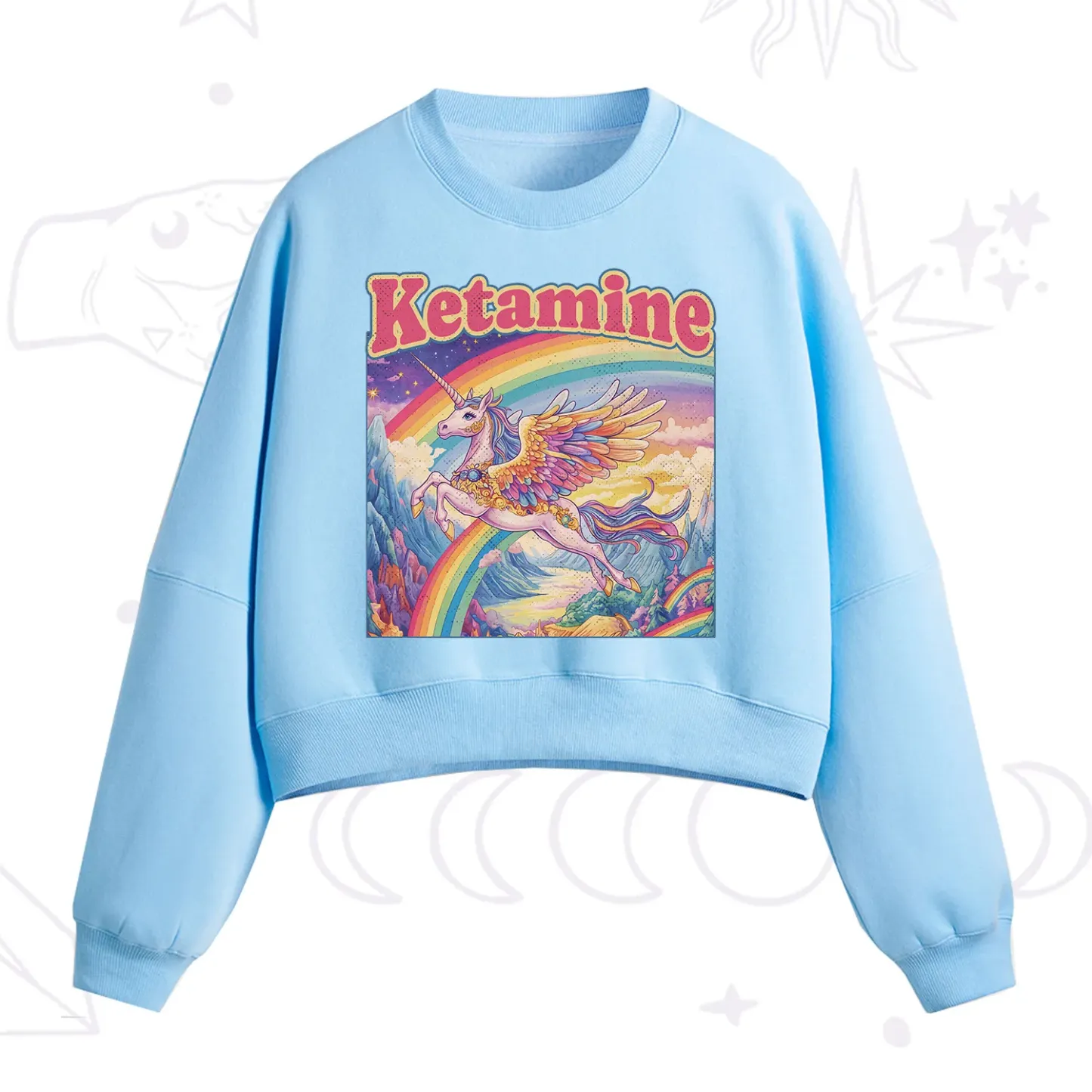 Purplehecate Ketamine Rainbow Unicorn Fleece Cropped Sweatshirt
