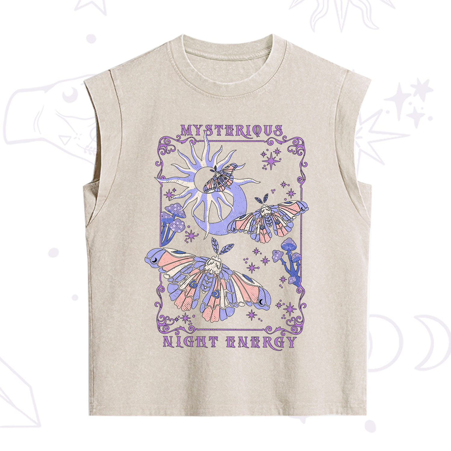 Purplehecate Mysterious Night Energy Moth Vintage Washed Tank
