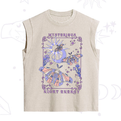 Purplehecate Mysterious Night Energy Moth Vintage Washed Tank