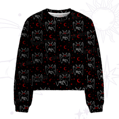 Purplehecate Witchy Mothman Night Fuzzy Crewneck Sweater