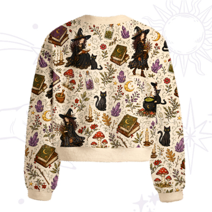 Purplehecate Herbal Witch Fuzzy Crewneck Sweater