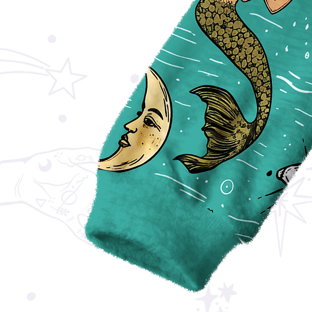 Purplehecate Mermaid Magic Fuzzy Crewneck Sweater