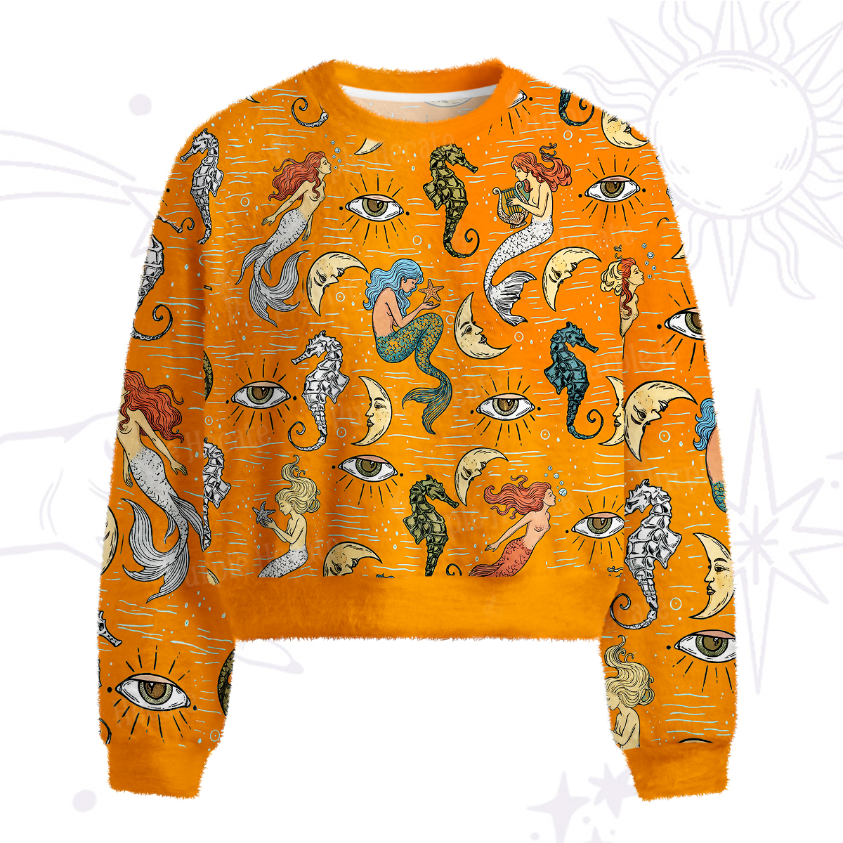 Purplehecate Mermaid Magic Fuzzy Crewneck Sweater
