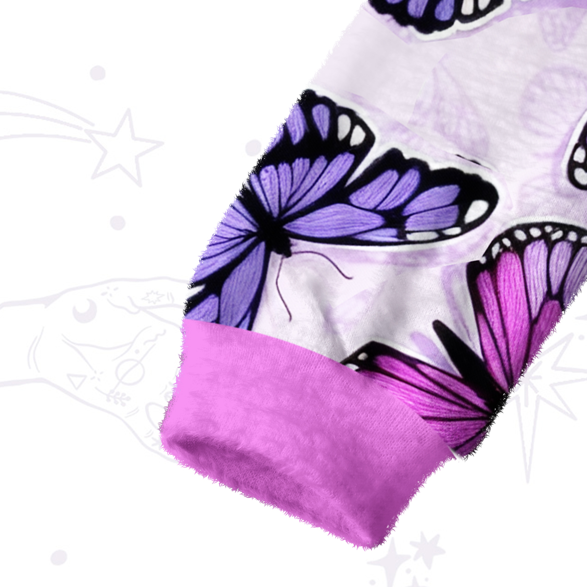 Purplehecate Whimsical Butterfly Fuzzy Crewneck Sweater