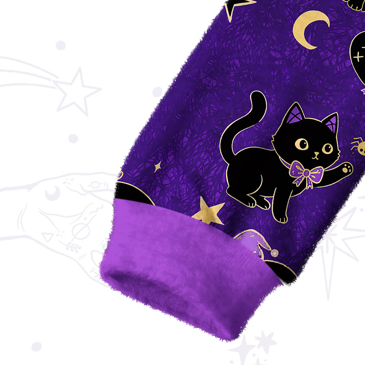 Purplehecate Black Cat Secrets Fuzzy Crewneck Sweater