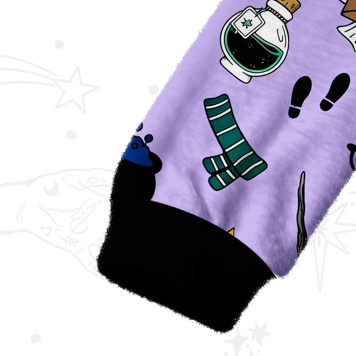 Purplehecate Wizard School Magic Fuzzy Crewneck Sweater