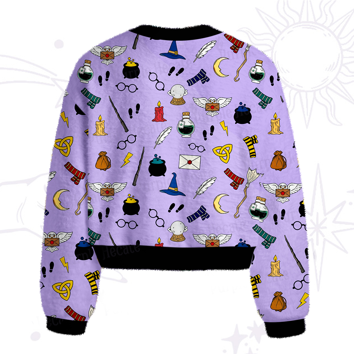 Purplehecate Wizard School Magic Fuzzy Crewneck Sweater
